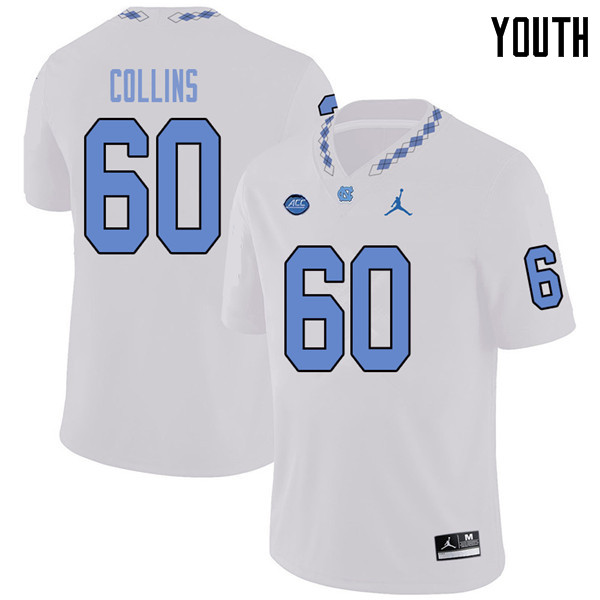 Jordan Brand Youth #60 Trevor Collins North Carolina Tar Heels College Football Jerseys Sale-White